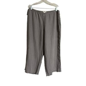 Eileen Fisher Gray Linen Wide Leg Pants Large